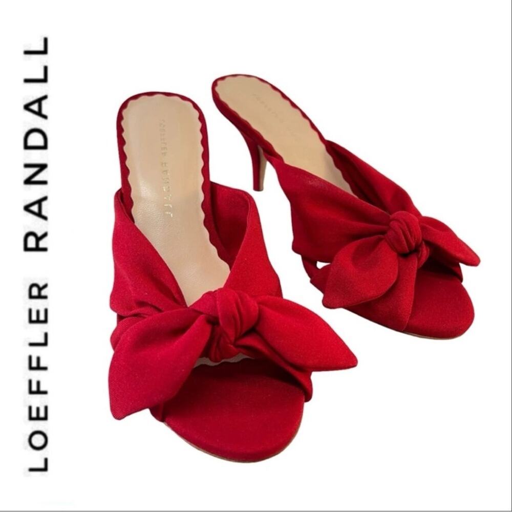 LOEFFLER RANDALL Red Bow Tie Peep Toe Dressy Kitten Heels NWOT with BOX SZ 6